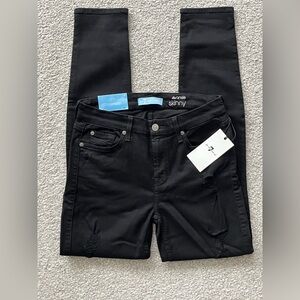 NWT 7 For All Mankind Black Distressed Ankle Skinny Blair Denim Jeans Size 27